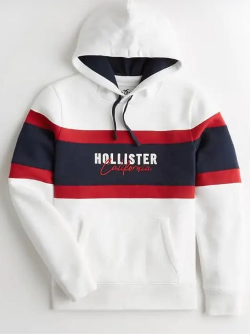 HOLLISTER Red White Blue California Y2K Logo Pullover Hoodie Size XL